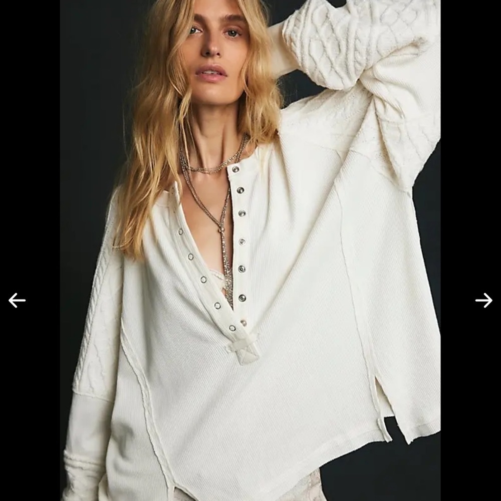 Free People We The Free May As Well Henley -Oversized Top NWT